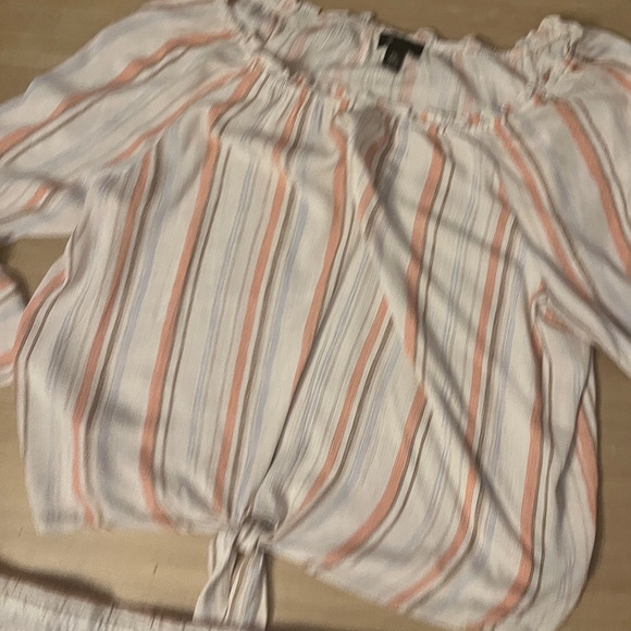 AB Studio 2-Piece Set – Striped Off-Shoulder Top & Wide-Leg Pants – Size XXL - Picture 2 of 12